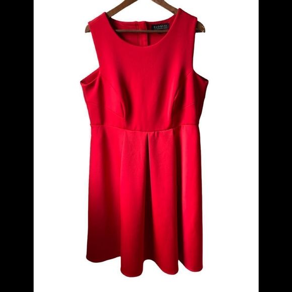 𝅺Eloquii red, sleeveless, scoop neck, fit and flair dress in size 14 - Picture 1 of 10